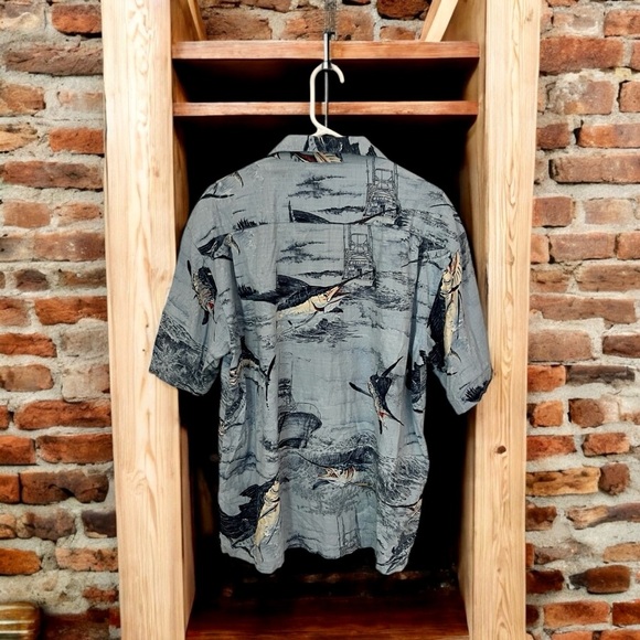 Reel Legends Blue Marlin Print Button-Up Shirt - Picture 2 of 4